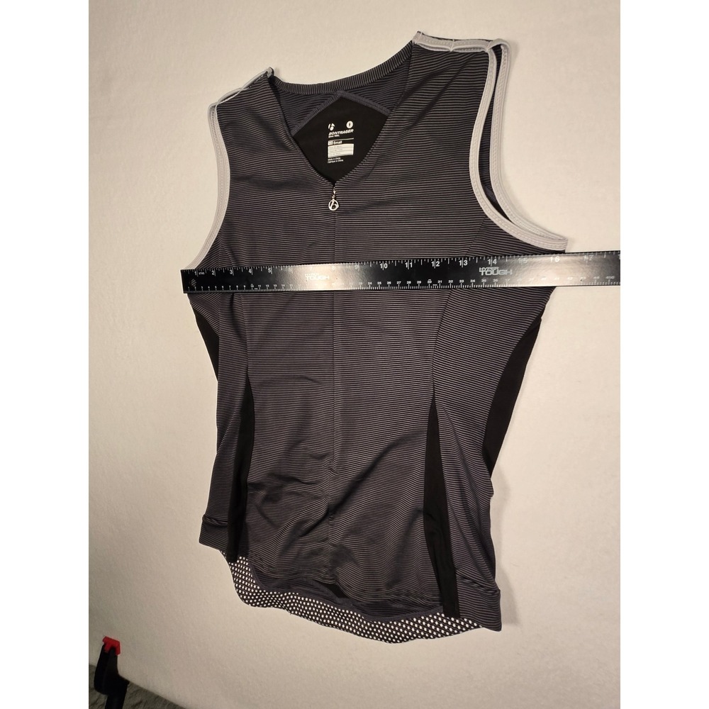 Bontrager Cycling Tank Women Small Gray Striped Sleeveless Zip Back Rear Pockets - Picture 7 of 7